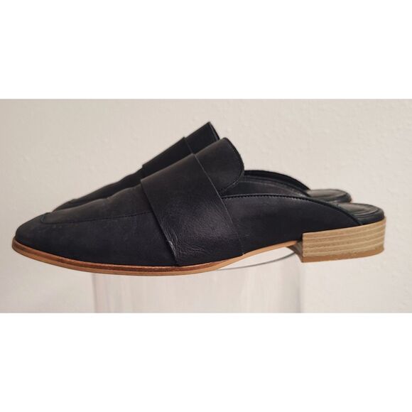 Free People At Ease Leather Mule Slides EU 38 US 7.5 - 8 Black Loafers Classic - Picture 2 of 5